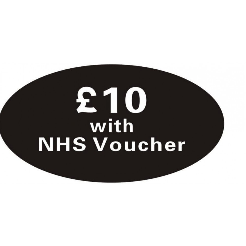 Pricing Label  "£10 with NHS Voucher"