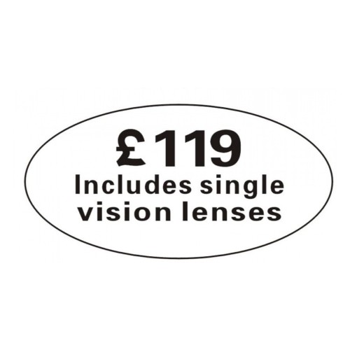Pricing Label "£119 Includes single vision lenses"