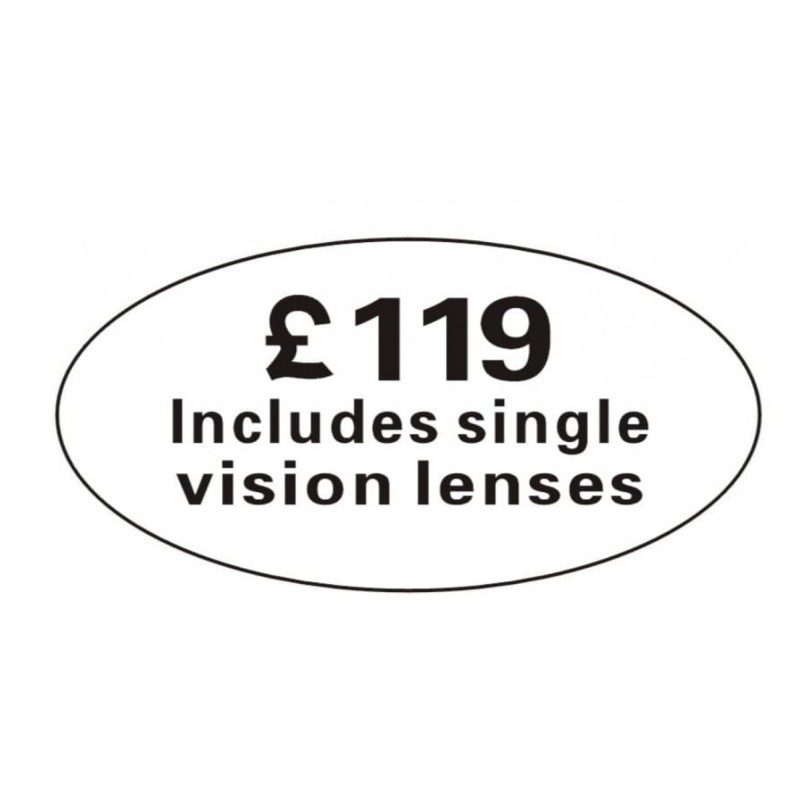 Pricing Label "£119 Includes single vision lenses" Pricing Label "£119 Includes single vision lenses"