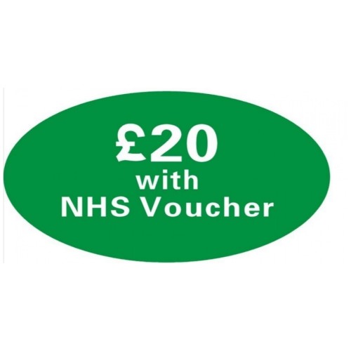 Pricing Label "£20 with NHS Voucher"
