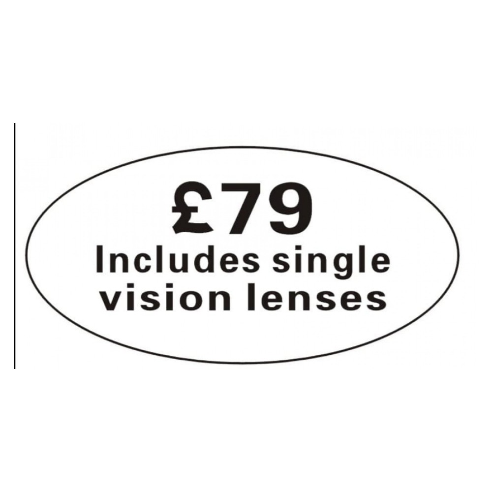 Pricing Label "£79 Includes single vision lenses" Pricing Label "£79 Includes single vision lenses"