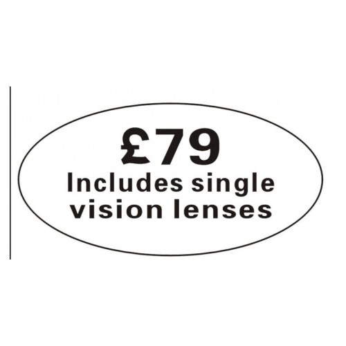 Pricing Label "£79 Includes single vision lenses"