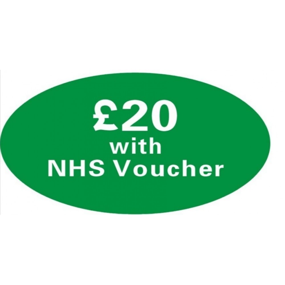 Pricing Label "£20 with NHS Voucher"